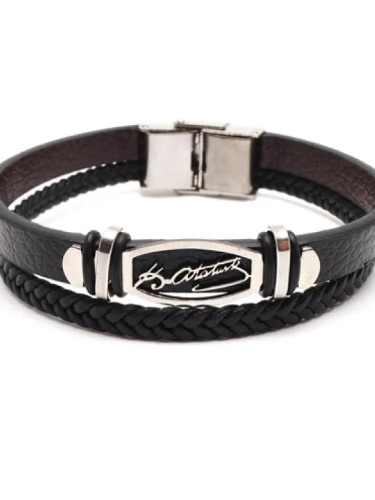 Atatürk İmzalı Erkek Çelik Deri Bileklik Beyaz Model Atatürk İmzalı Erkek Çelik Deri Bileklik Beyaz Model