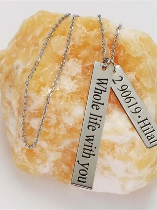 Kişiye Özel Erkek Bayan Gümüş Kolye Barlı Model