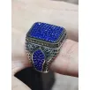 Erkek Gümüş Yüzük - Mavi Zirkon Taşlı Kare Model Yanları Kraliyet Tarzı Erkek Yüzük Erkek Gümüş Yüzük - Mavi Zirkon Taşlı Kare Model Yanları Kraliyet Tarzı Erkek Yüzük