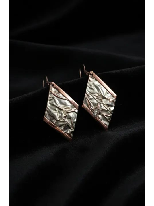 Kadın Bakır Set - Beyaz Yıldız Tozu Kalın Model Bakır Kadın Kolye Bileklik Yüzük Küpe Set