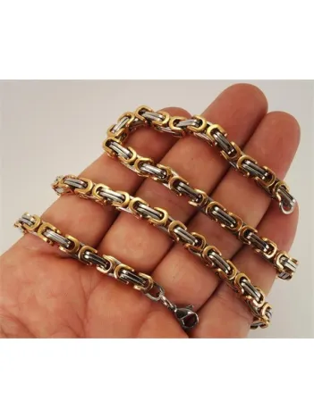 Rose(bakır rengi) Beyaz Kral Erkek Çelik Kolye Ve Bileklik Set Orta Kalınlıkta