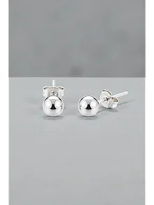 Kadın Gümüş Küpe - 6 mm 925 Ayar Gümüş Top Küpe