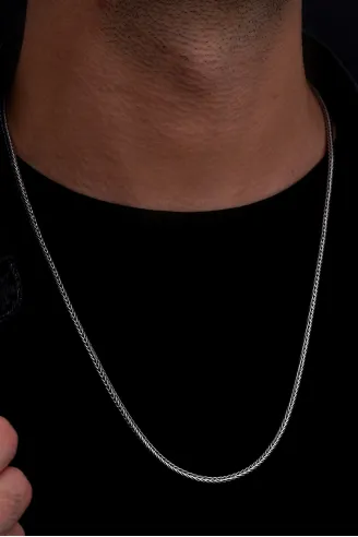 2.5mm Tilki Kuyruğu Gümüş Erkek Kolye Zincir Kalın Model