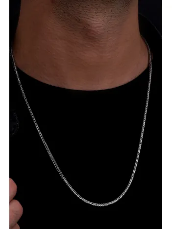 2.5mm Tilki Kuyruğu Gümüş Erkek Kolye Zincir Kalın Model