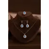 Kadın Gümüş Set - Damla Model Mavi Topaz Taşlı Baget Süslemeli Rodyumlu Kadın Set Kadın Gümüş Set - Damla Model Mavi Topaz Taşlı Baget Süslemeli Rodyumlu Kadın Set