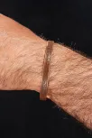Erkek Kadın Bakır Bileklik - Hakiki Deri Omega Desenli Mıknatıslı Metal Kutu Doğal