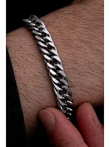 Erkek Çelik Bileklik - 9 mm Sık Örüm Gurmet Zincir Çelik Bileklik