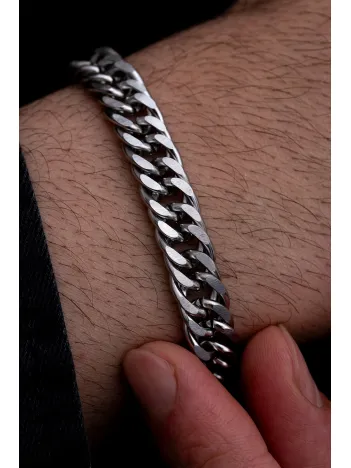 Erkek Çelik Bileklik - 9 mm Sık Örüm Gurmet Zincir Çelik Bileklik