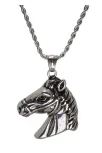 At Kafası Çelik Erkek Kolye Zincir Gümüş Renk At Kafası Çelik Erkek Kolye Zincir Gümüş Renk