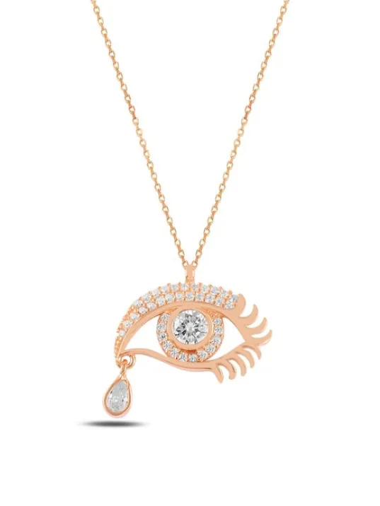 Zirkon Taşlı Rose Göz Model Kadın Gümüş Kolye GKLGOZMODL5-ROS Zirkon Taşlı Rose Göz Model Kadın Gümüş Kolye GKLGOZMODL5-ROS