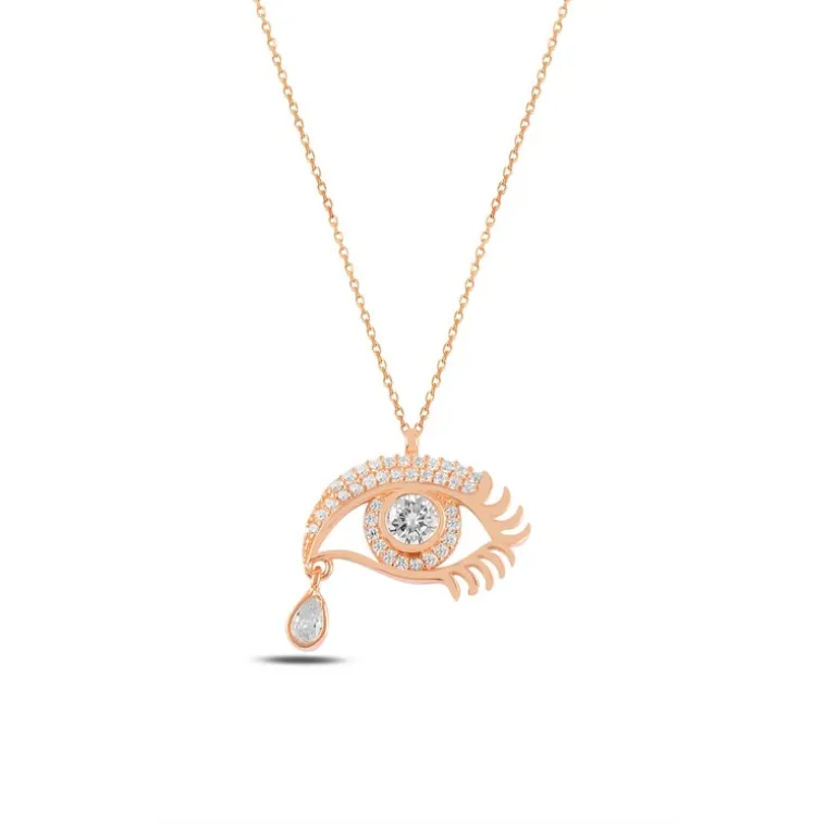 Zirkon Taşlı Rose Göz Model Kadın Gümüş Kolye GKLGOZMODL5-ROS Zirkon Taşlı Rose Göz Model Kadın Gümüş Kolye GKLGOZMODL5-ROS