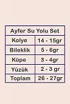 Kadın Gümüş Takı Seti - Ayfer Baget Taşlı Kare Model Kolye, Bileklik, Yüzük, Küpe Tam Set