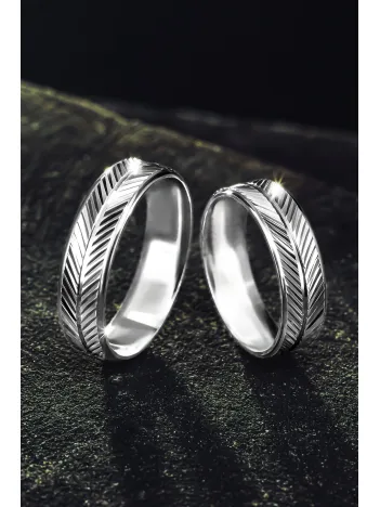 Erkek Kadın Gümüş Alyans - Çizgi Desenli 925 Ayar Erkek Kadın Yüzük Erkek Kadın Gümüş Alyans - Çizgi Desenli 925 Ayar Erkek Kadın Yüzük