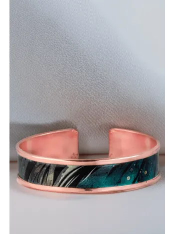 Kadın Bakır Bileklik Yüzük Set - Arianna Model Özel Baskı Metal Kutu Ve Kuvars Taşı