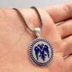 Çift Başlı Selçuklu Kartalı Mavi Renk Erkek Gümüş Kolye Zincir Çift Başlı Selçuklu Kartalı Mavi Renk Erkek Gümüş Kolye Zincir