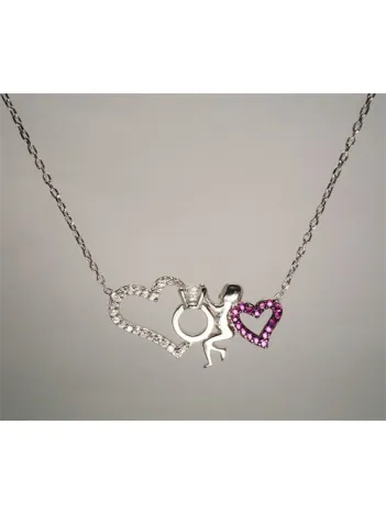 Gümüş Bayan Tektaşlı Kalp Kolye