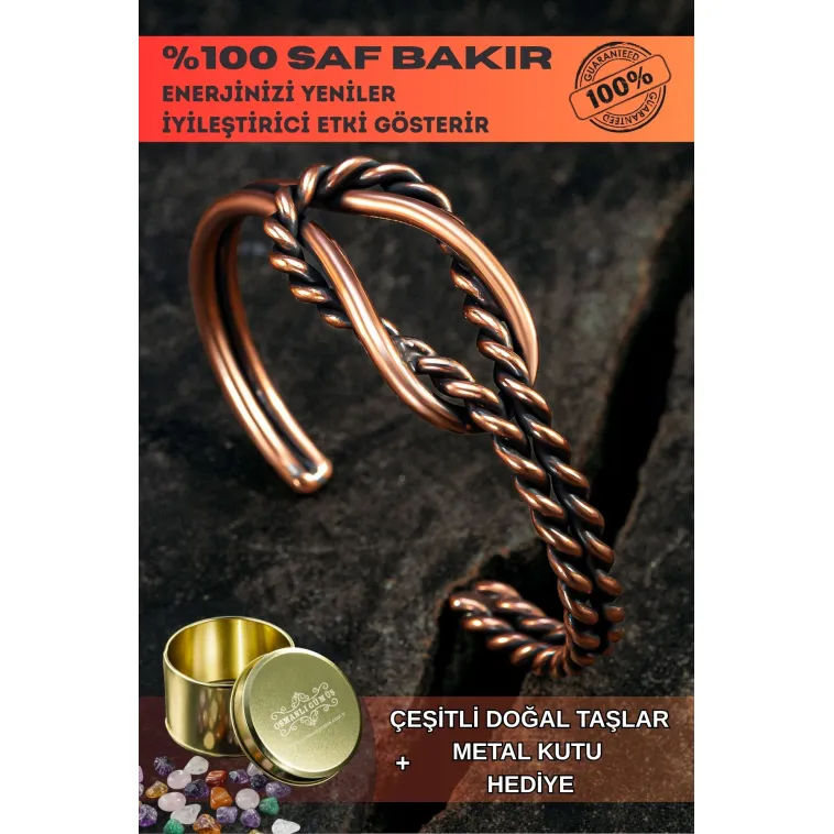 Sevgi Düğümü Bakır Bileklik Bilezik Kelepçe Erkek Kadın Doğal Taşlı Metal Kutulu Sevgi Düğümü Bakır Bileklik Bilezik Kelepçe Erkek Kadın Doğal Taşlı Metal Kutulu