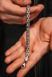 Erkek Gümüş Bileklik - 8mm Füzyon Kare Kral Gümüş Erkek Künye