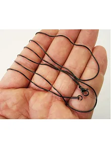 OttoMan Siyah Snake Erkek Çelik Zincir Kolye Çok İnce Ve Uzun Model