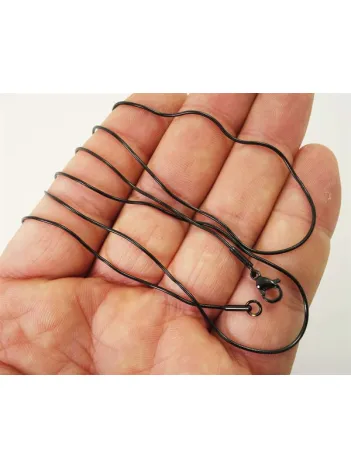 OttoMan Siyah Snake Erkek Çelik Zincir Kolye Çok İnce Ve Uzun Model