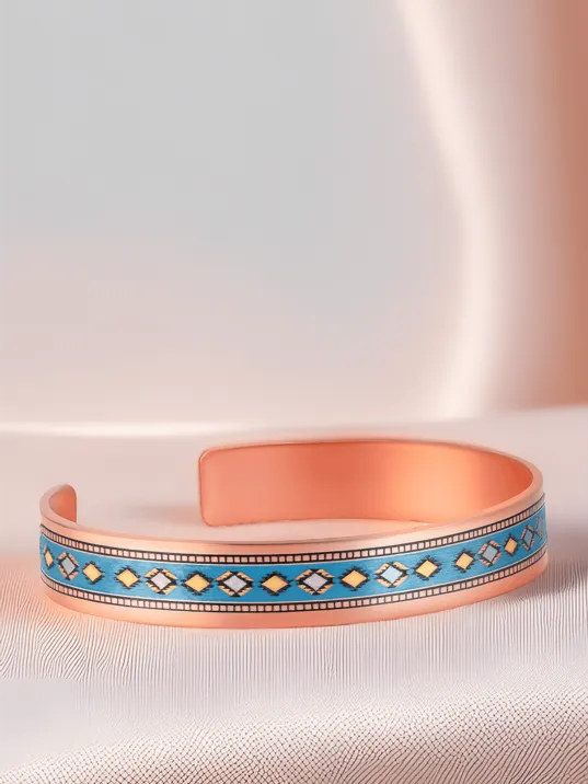 Kadın Bakır Bileklik - Marta Model Özel Baskı Metal Kutu Ve Kuvars Taşı Kadın Bakır Bileklik - Marta Model Özel Baskı Metal Kutu Ve Kuvars Taşı