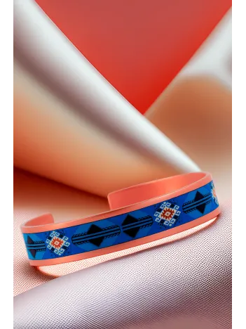 Kadın Bakır Bileklik - Zaira Model Özel Baskı Metal Kutu Ve Kuvars Taşı