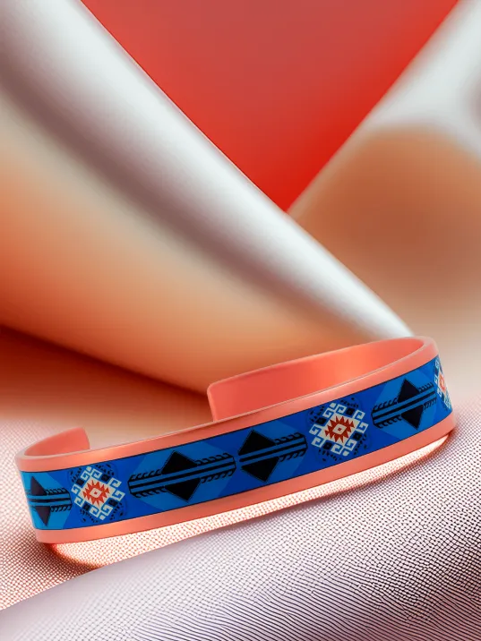 Kadın Bakır Bileklik - Zaira Model Özel Baskı Metal Kutu Ve Kuvars Taşı