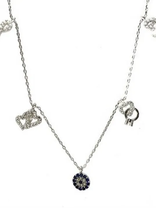 Gümüş Şans Kolyesi Beyaz Bayan Kolye