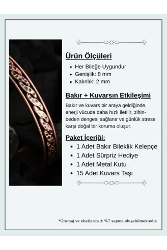 Kadın Bakır Bileklik - Sinem Model Kadın Bakır Kelepçe Bileklik Bilezik