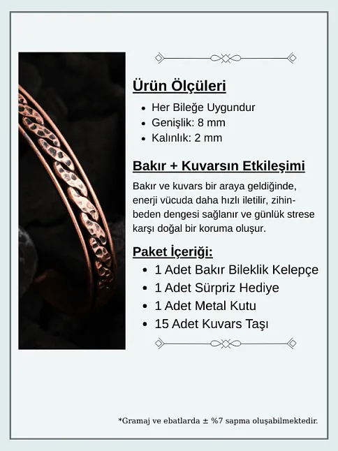 Kadın Bakır Bileklik - Sinem Model Kadın Bakır Kelepçe Bileklik Bilezik