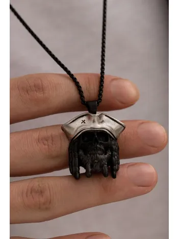 Jack Sparrow - Erkek Kolye - Jack Sparrow Figürlü Erkek Çelik Kolye