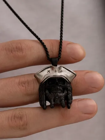 Jack Sparrow - Erkek Kolye - Jack Sparrow Figürlü Erkek Çelik Kolye