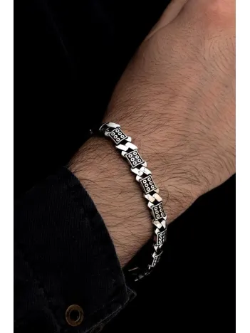 Erkek Gümüş Bileklik - Zar Motifli Kare Model Gümüş Bileklik