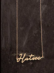 Kadın Gümüş Kolye - Rose Kaplama Hatice Yazılı 925 Ayar Gümüş Kadın Kolye
