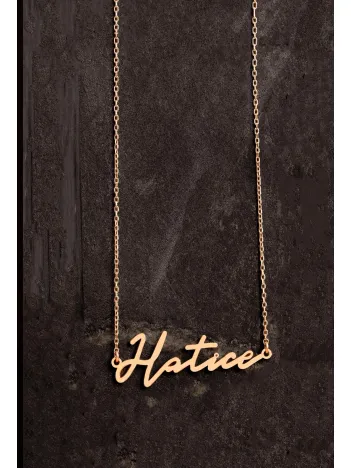 Kadın Gümüş Kolye - Rose Kaplama Hatice Yazılı 925 Ayar Gümüş Kadın Kolye