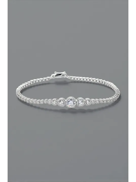 Parla Model Zirkon Taşlı Gümüş Su Yolu Kadın Bileklik