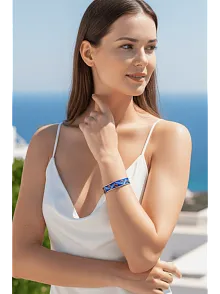 Kadın Bakır Bileklik - Veronica Model Özel Baskı Metal Kutu Ve Doğal Taşlar