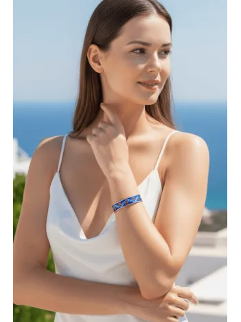 Kadın Bakır Bileklik - Veronica Model Özel Baskı Metal Kutu Ve Doğal Taşlar