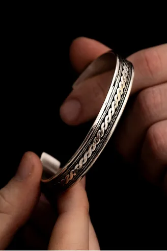 Erkek Gümüş Bileklik - Gümüş Otantik Tasarım Model 2 Erkek kelepçe