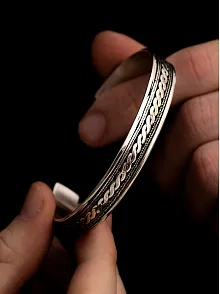 Erkek Gümüş Bileklik - Gümüş Otantik Tasarım Model 2 Erkek kelepçe