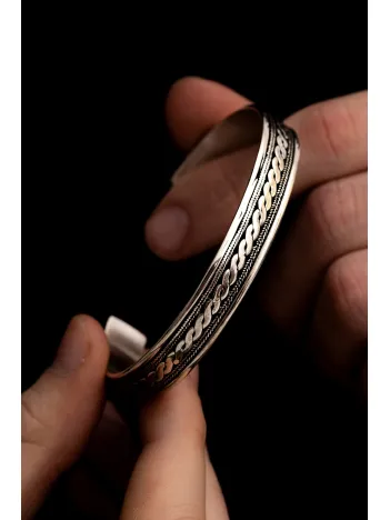 Erkek Gümüş Bileklik - Gümüş Otantik Tasarım Model 2 Erkek kelepçe