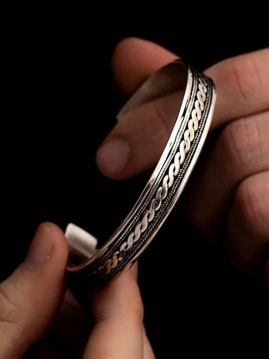 Erkek Gümüş Bileklik - Gümüş Otantik Tasarım Model 2 Erkek kelepçe