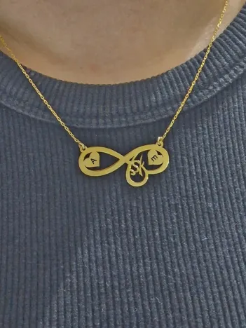 Kadın Gümüş Kolye - Harf Yazılabilen Sonsuzluk Model Aşk Yazılı Gümüş Kolye