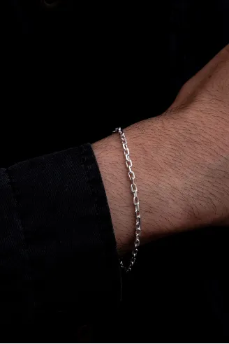 Erkek Gümüş Bileklik - 3 mm Forse Zincir Gümüş Bileklik