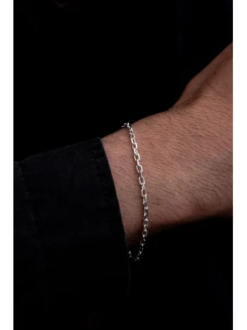 Erkek Gümüş Bileklik - 3 mm Forse Zincir Gümüş Bileklik