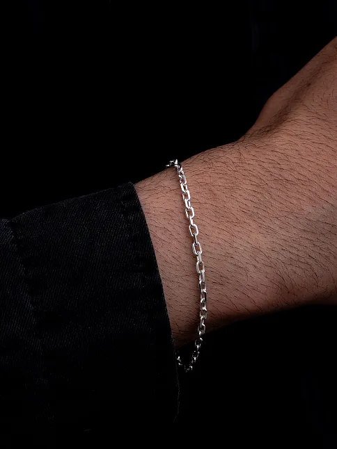 Erkek Gümüş Bileklik - 3 mm Forse Zincir Gümüş Bileklik