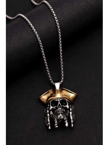 Jack Sparrow - Erkek Kolye - Jack Sparrow Figürlü Erkek Çelik Kolye