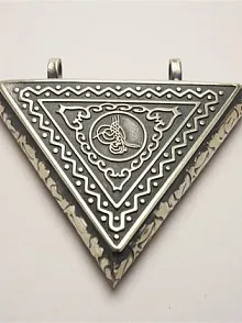 Tuğralı Otantik Figürlü Erkek Gümüş Cevşen Muska Kolye Haznesi Büyük Boy