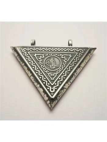 Tuğralı Otantik Figürlü Erkek Gümüş Cevşen Muska Kolye Haznesi Büyük Boy