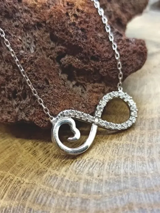 Kalpli Sonsuzluk Bayan Gümüş Kolye Zincir